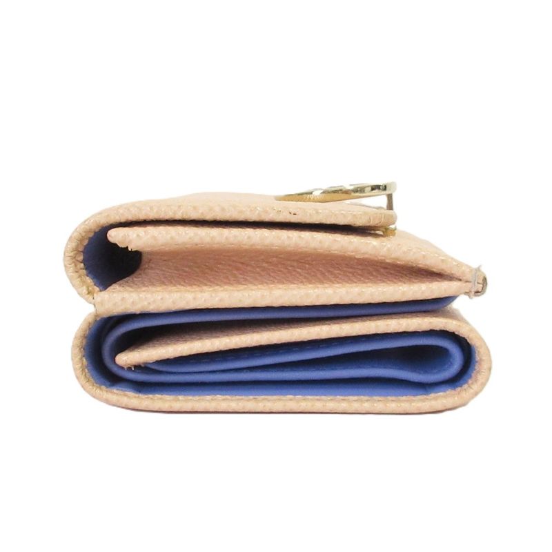 Bvlgari Trifold Wallet Trifold Mini Wallet 290483 Peach Ladies Used