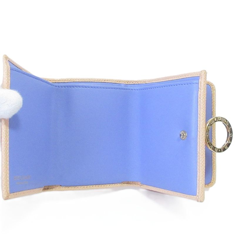 Bvlgari Trifold Wallet Trifold Mini Wallet 290483 Peach Ladies Used