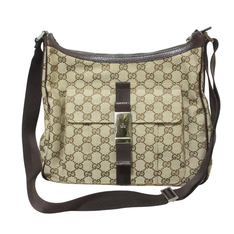 Gucci GG Canvas Shoulder Bag 131211 Beige Brown Ladies Used