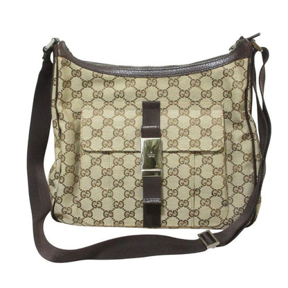 Gucci GG Canvas Shoulder Bag 131211 Beige Brown Ladies Used