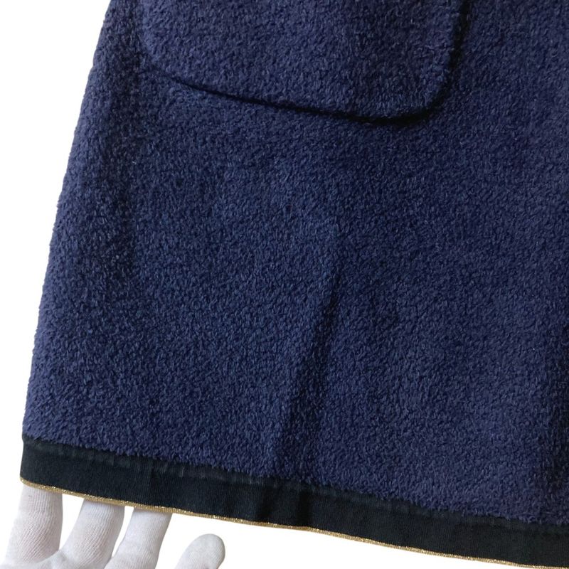 Chanel Coco Mark Pile Skirt P60538 Size 36 Navy Women's Used