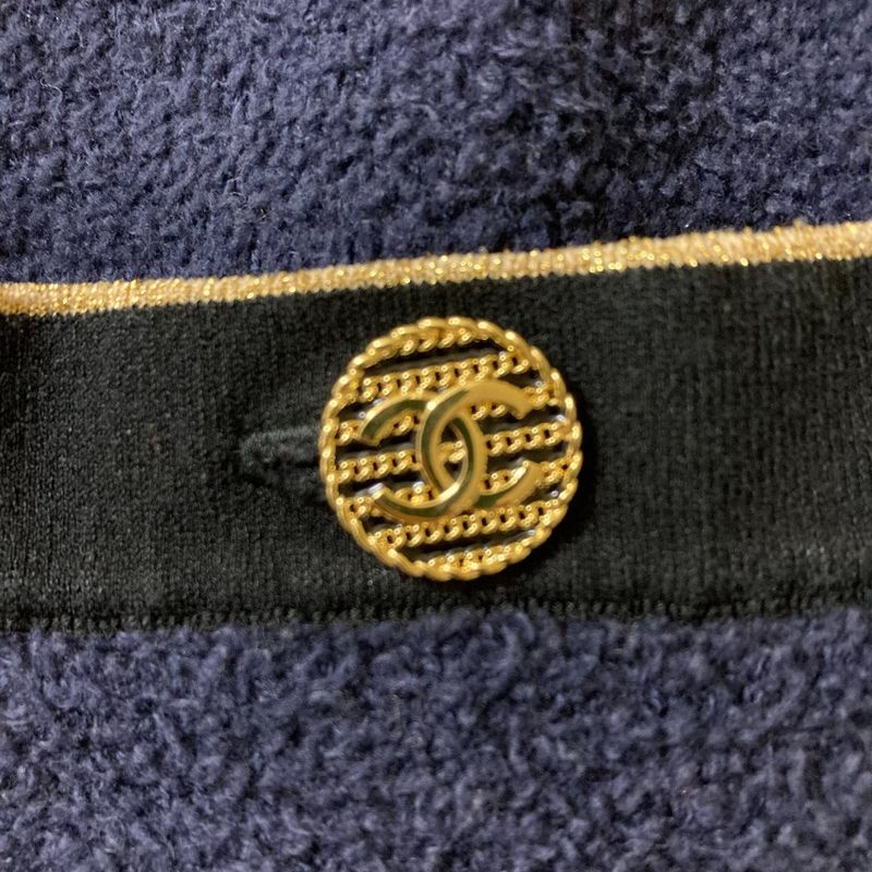 Chanel Coco Mark Pile Skirt P60538 Size 36 Navy Women's Used