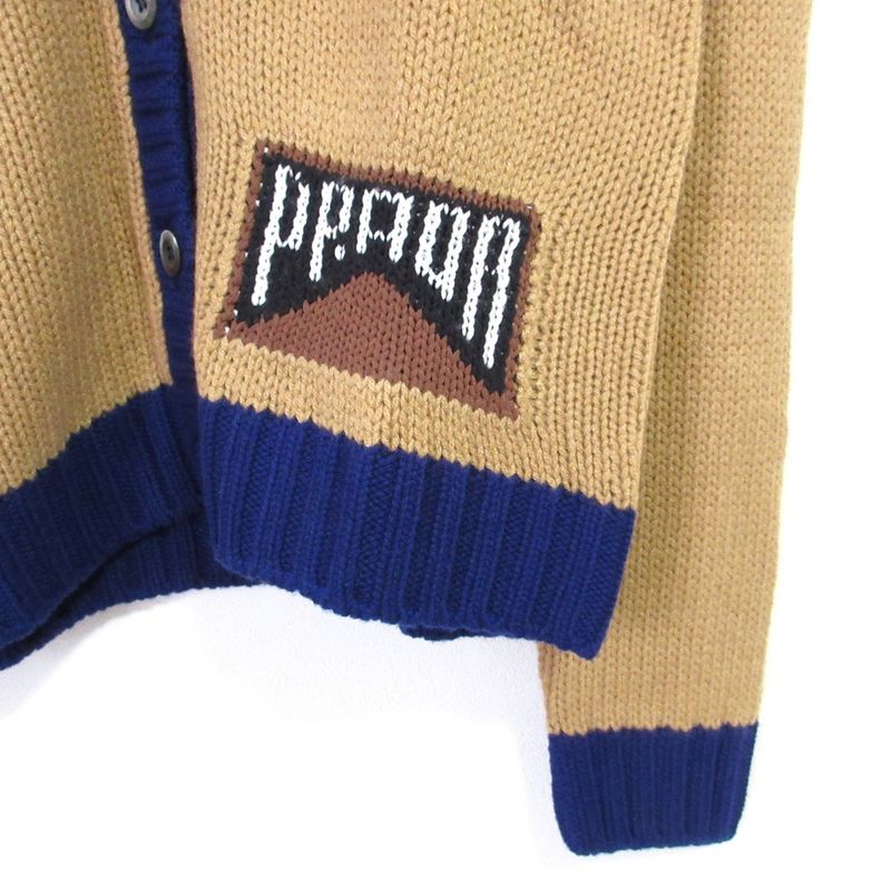 Prada Logo Cashmere Knit Cardigan P25g51 Size 40 Camel Women's Used