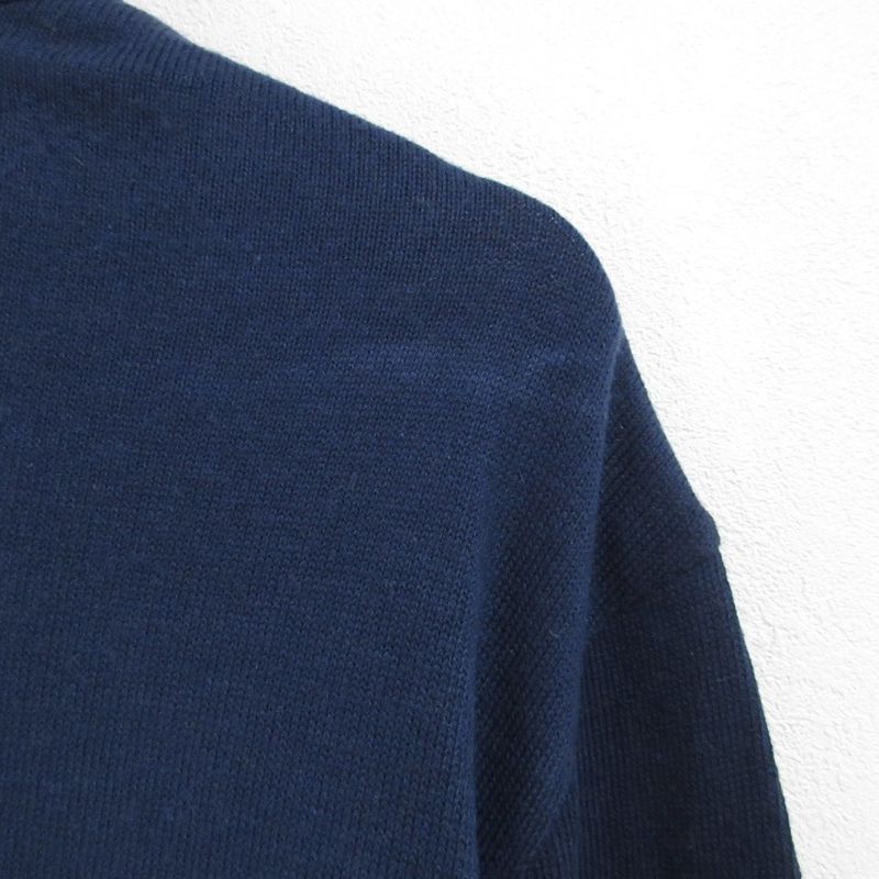 Good Hermes Festival Twill Raine Long Sleeve Knit Polo Shirt Size L Navy