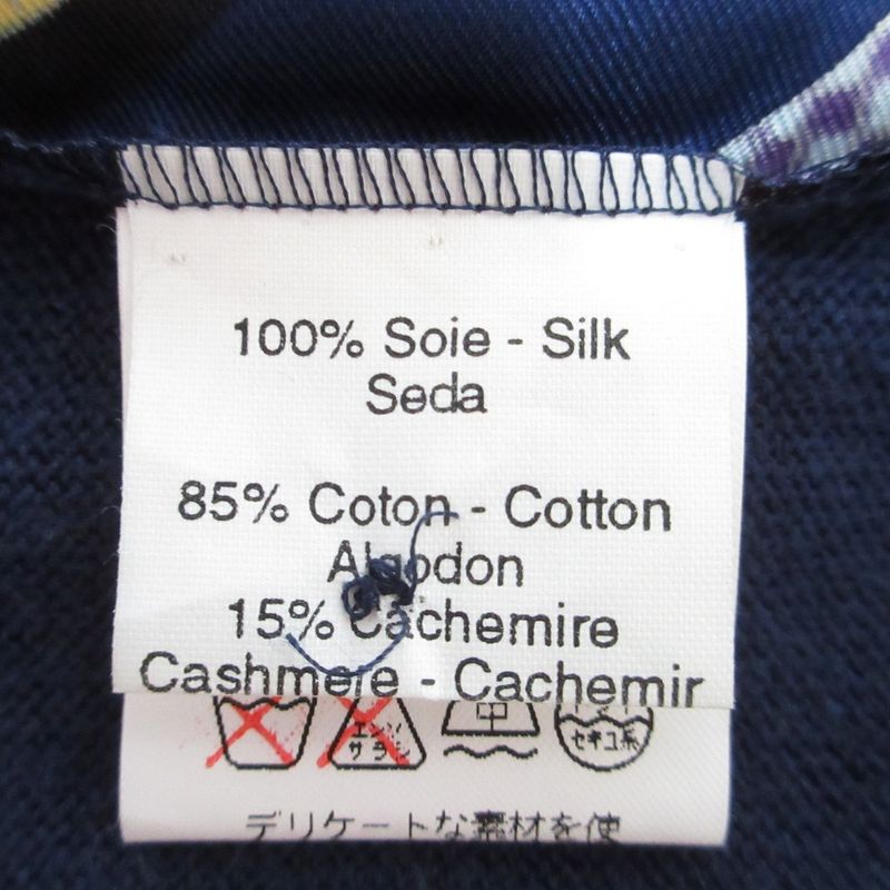 Good Hermes Festival Twill Raine Long Sleeve Knit Polo Shirt Size L Navy