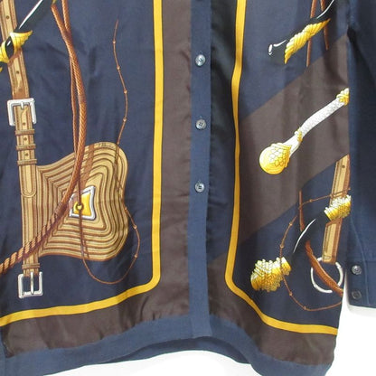 Hermes Click Clack Twill Raine Long Sleeve Knit Shirt Size 40 Navy Women's Used