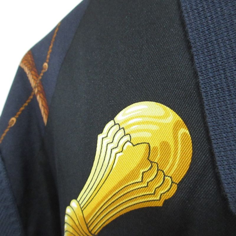 Hermes Click Clack Twill Raine Long Sleeve Knit Shirt Size 40 Navy Women's Used