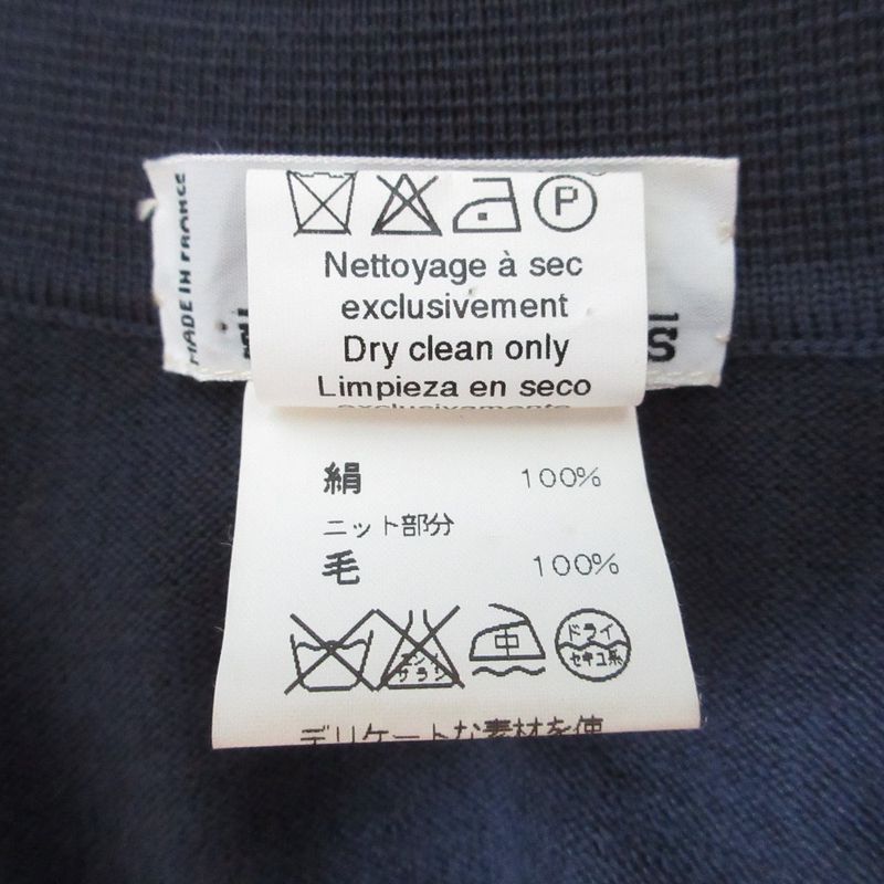 Hermes Click Clack Twill Raine Long Sleeve Knit Shirt Size 40 Navy Women's Used