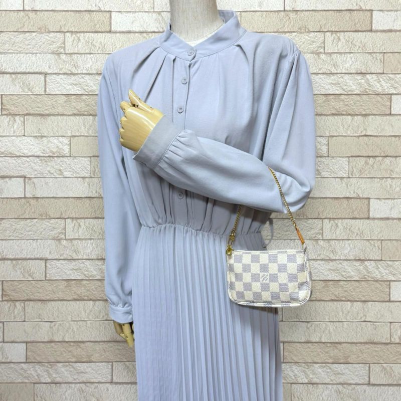 Louis Vuitton Mini Pochette Accessoire Damier Azure Handbag Damier Azure Canvas
