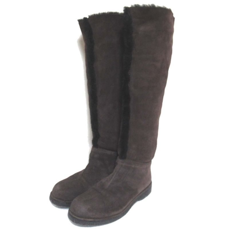 Hermes Margiela Period Mouton Boots Long Boots 23.5cm (9.25in) Equivalent Dark