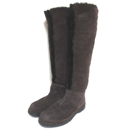 Hermes Margiela Period Mouton Boots Long Boots 23.5cm (9.25in) Equivalent Dark