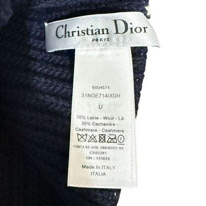Christian DIOR Cashmere Blend Logo Knit Cap Beanie Hat Navy Women's Used