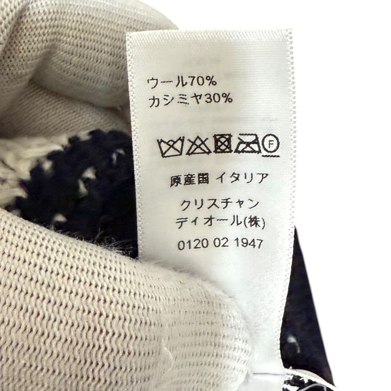 Christian DIOR Cashmere Blend Logo Knit Cap Beanie Hat Navy Women's Used