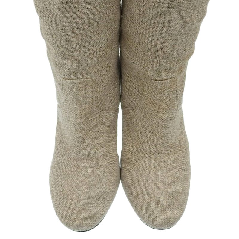 Good Hermes Margiela Period Jute And Leather Long Boots 36 23cm (9.06in) Beige