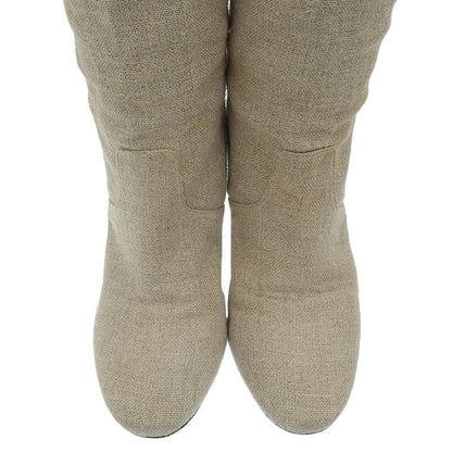 Good Hermes Margiela Period Jute And Leather Long Boots 36 23cm (9.06in) Beige