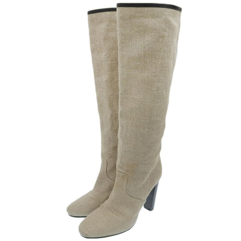Good Hermes Margiela Period Jute And Leather Long Boots 36 23cm (9.06in) Beige