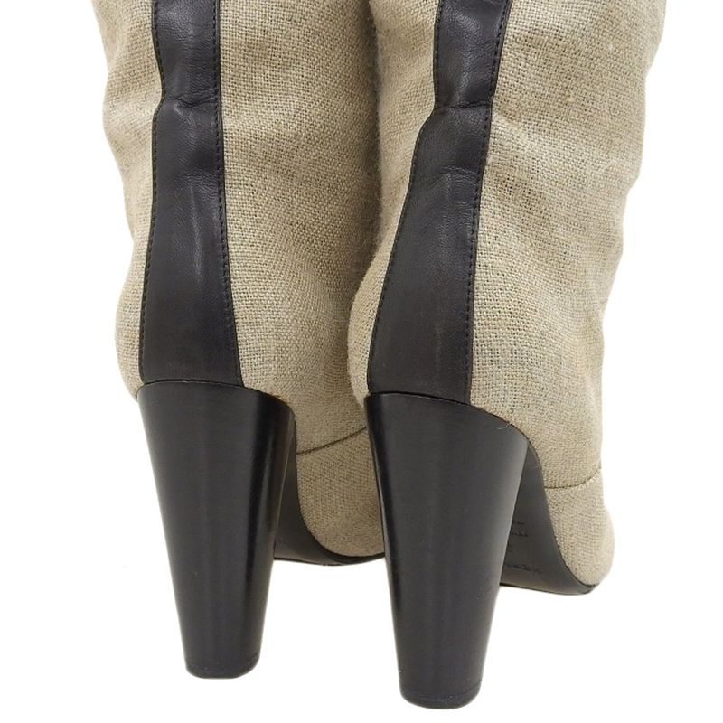 Good Hermes Margiela Period Jute And Leather Long Boots 36 23cm (9.06in) Beige