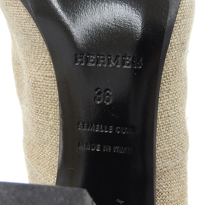 Good Hermes Margiela Period Jute And Leather Long Boots 36 23cm (9.06in) Beige