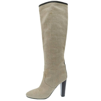 Good Hermes Margiela Period Jute And Leather Long Boots 36 23cm (9.06in) Beige