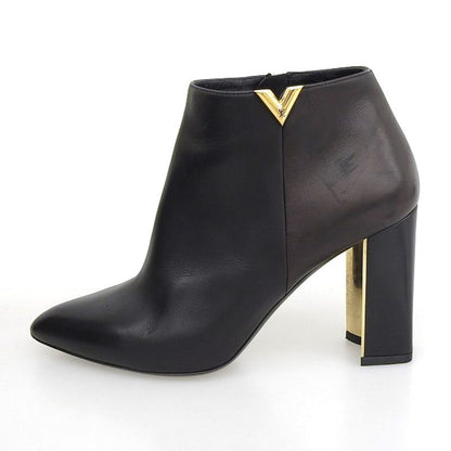 Louis Vuitton Essential V Side Zip Leather Short Boots 36 1/2 Approx 23.5cm