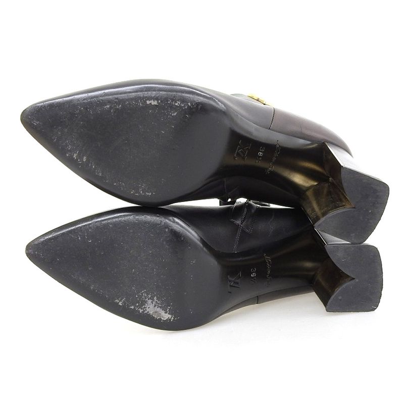 Louis Vuitton Essential V Side Zip Leather Short Boots 36 1/2 Approx 23.5cm