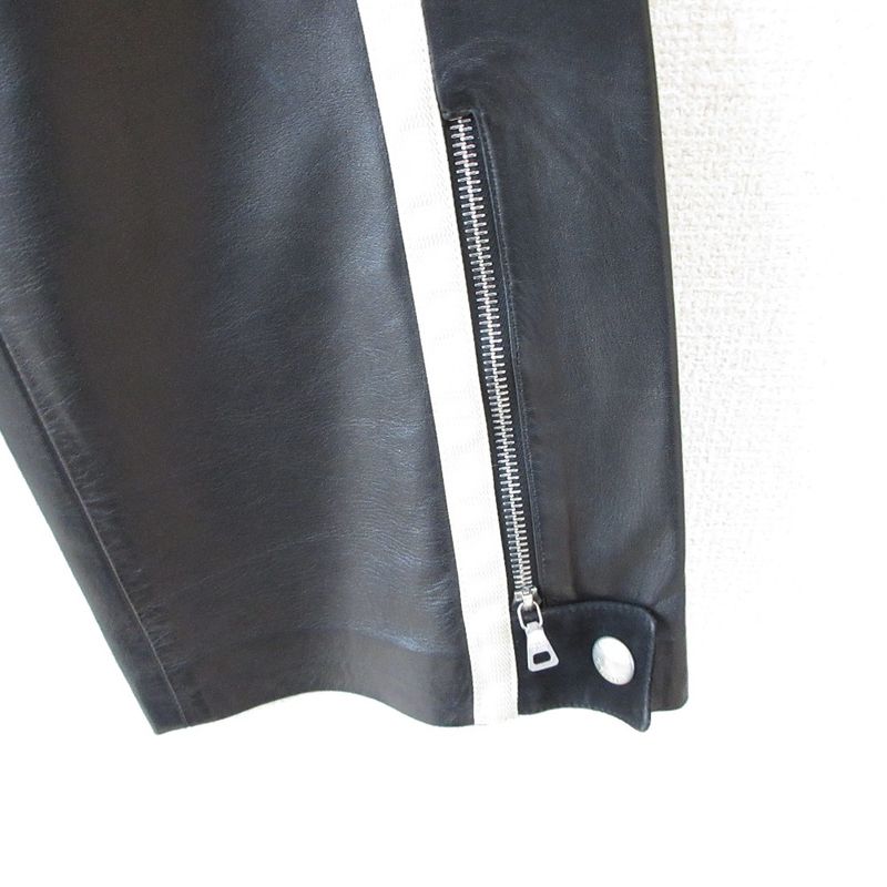 Prada Side Chapters Lined Mesh Leather Pants Black Men's Used