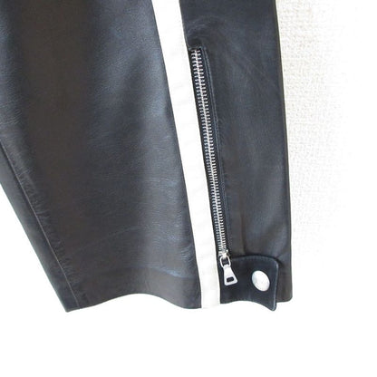 Prada Side Chapters Lined Mesh Leather Pants Black Men's Used