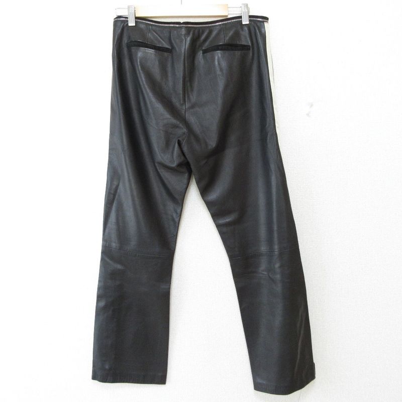 Prada Side Chapters Lined Mesh Leather Pants Black Men's Used