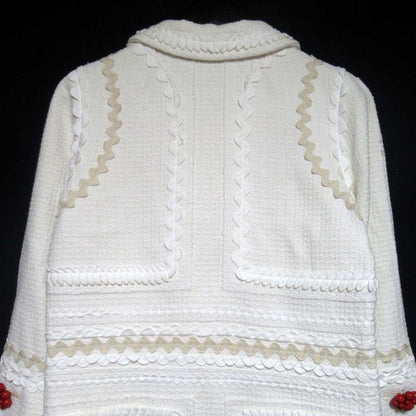 Good Louis Vuitton Silk Lining Single Tweed Coat Size 34 White Women Used