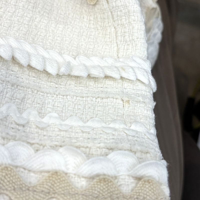 Good Louis Vuitton Silk Lining Single Tweed Coat Size 34 White Women Used