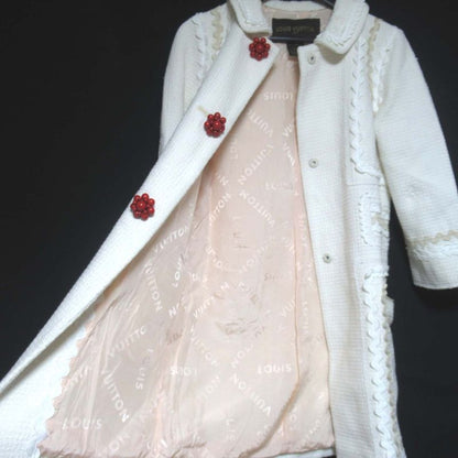 Good Louis Vuitton Silk Lining Single Tweed Coat Size 34 White Women Used