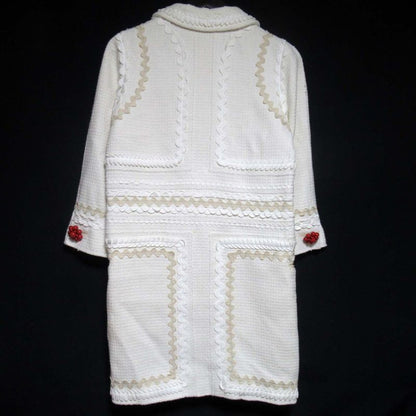 Good Louis Vuitton Silk Lining Single Tweed Coat Size 34 White Women Used