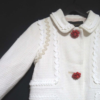 Good Louis Vuitton Silk Lining Single Tweed Coat Size 34 White Women Used