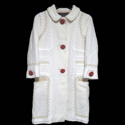 Good Louis Vuitton Silk Lining Single Tweed Coat Size 34 White Women Used