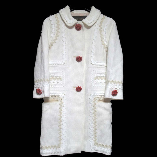 Good Louis Vuitton Silk Lining Single Tweed Coat Size 34 White Women Used