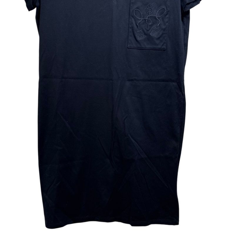 Good Hermes Embroidered Pockets Short Sleeves Knee Length Cut and Sewn Dress