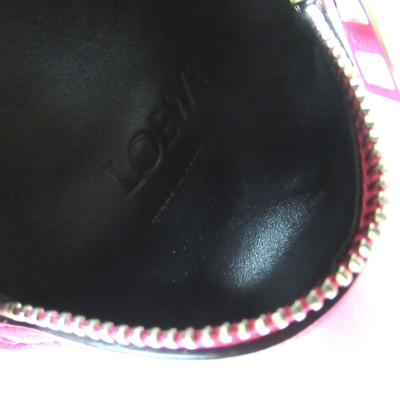 Loewe Leather Coin Case Ankle Pouch Motif Pink Ladies Used