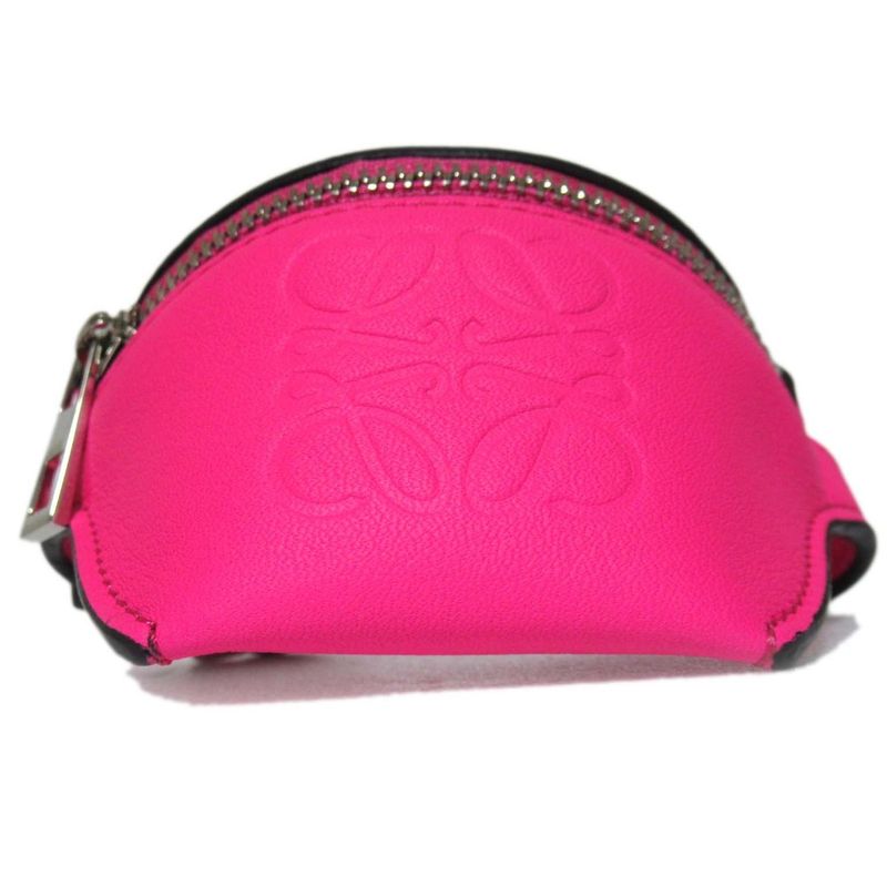 Loewe Leather Coin Case Ankle Pouch Motif Pink Ladies Used