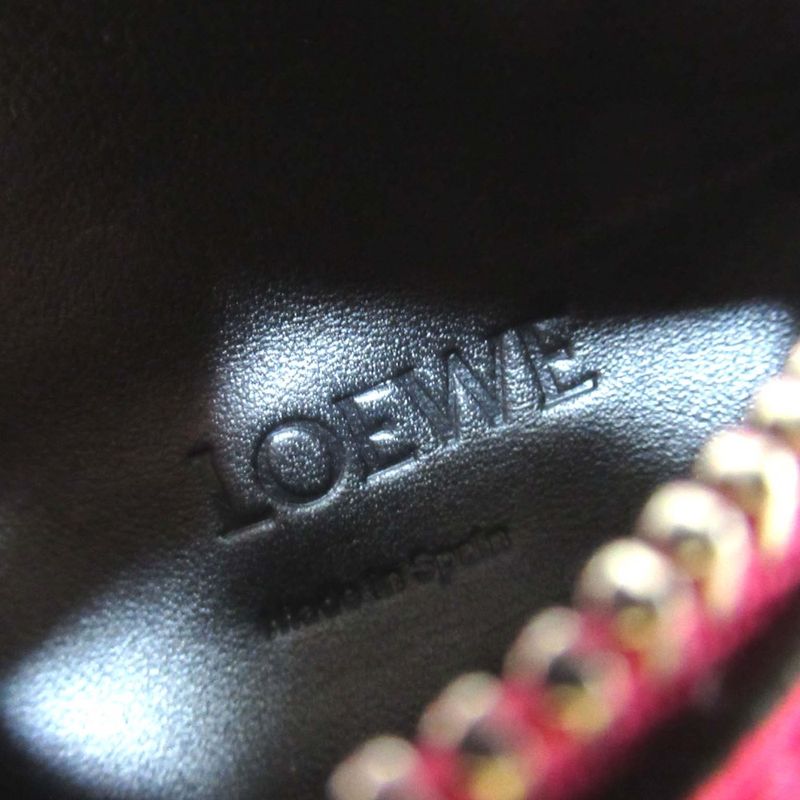 Loewe Leather Coin Case Ankle Pouch Motif Pink Ladies Used