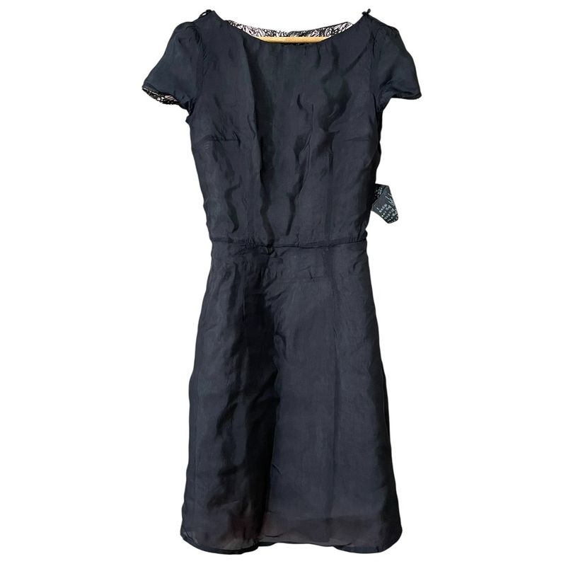 Good Prada Flower Lace Print Short Sleeve Dress Size 38 Pink Black Women's Used