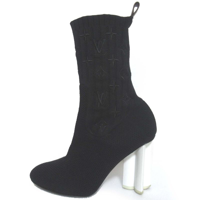 Louis Vuitton Silhouette Line Knit Ankle Boots Short Boots Size 34 Approx
