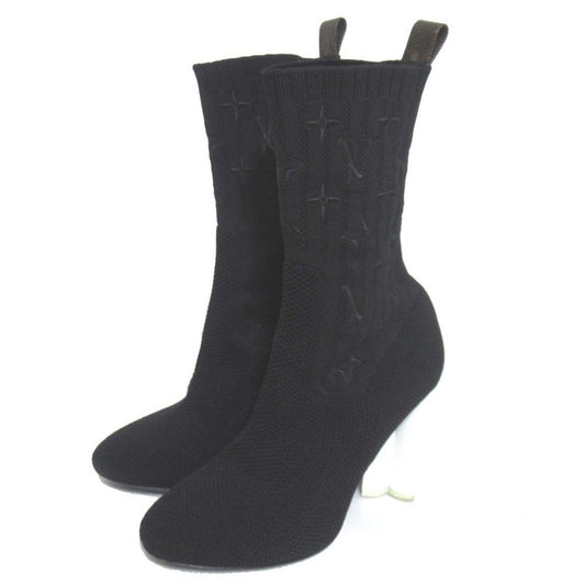 Louis Vuitton Silhouette Line Knit Ankle Boots Short Boots Size 34 Approx