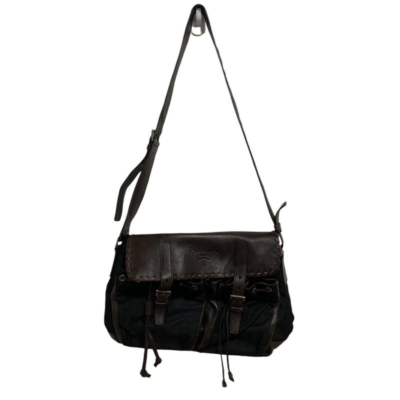 Prada Leather X Nylon Shoulder Bag Messenger Bag Bt0582 Brown Black Mens Ladies