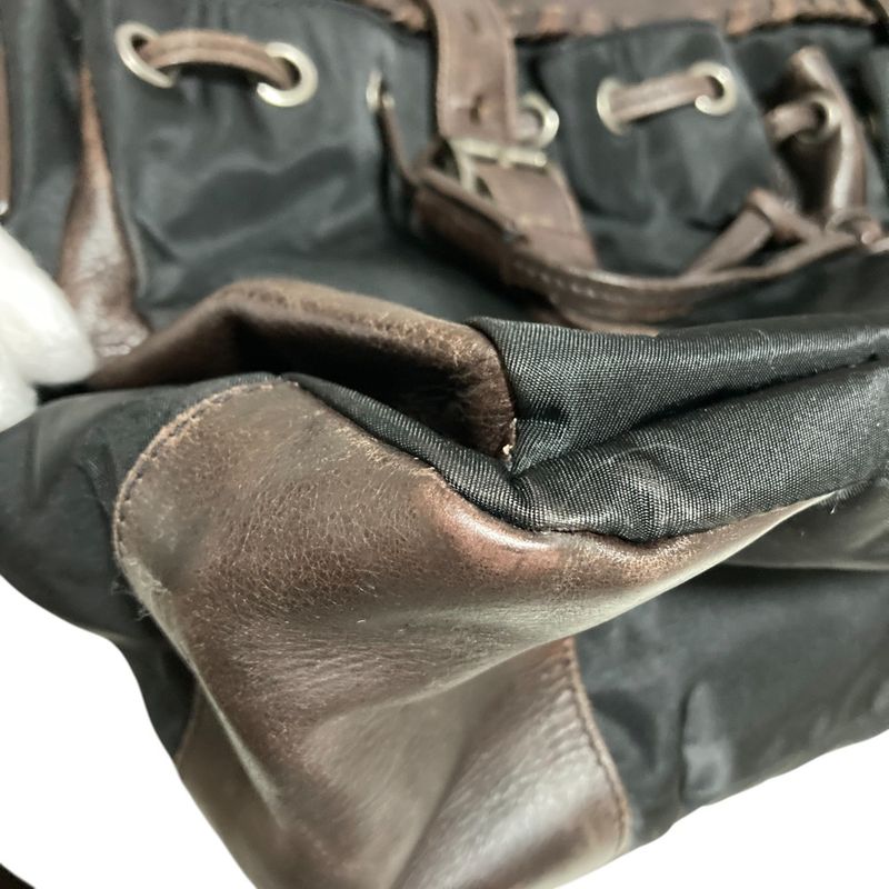 Prada Leather X Nylon Shoulder Bag Messenger Bag Bt0582 Brown Black Mens Ladies