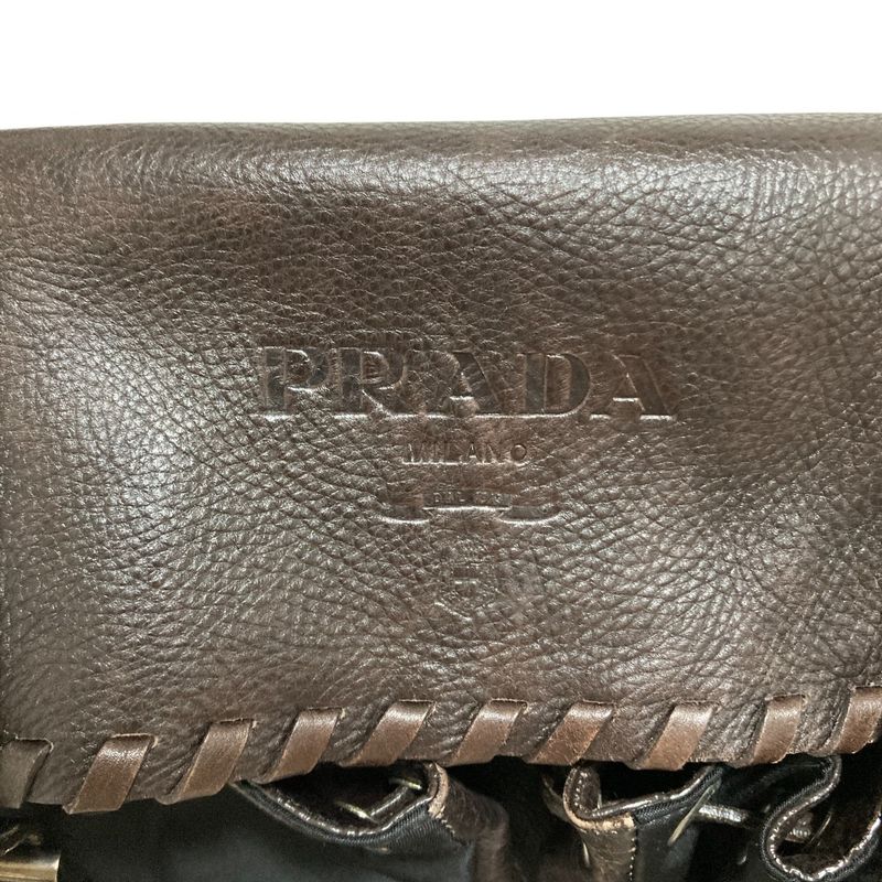 Prada Leather X Nylon Shoulder Bag Messenger Bag Bt0582 Brown Black Mens Ladies