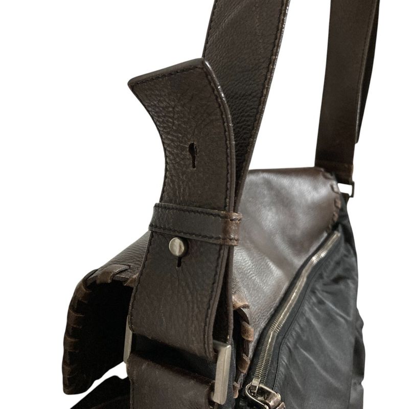 Prada Leather X Nylon Shoulder Bag Messenger Bag Bt0582 Brown Black Mens Ladies
