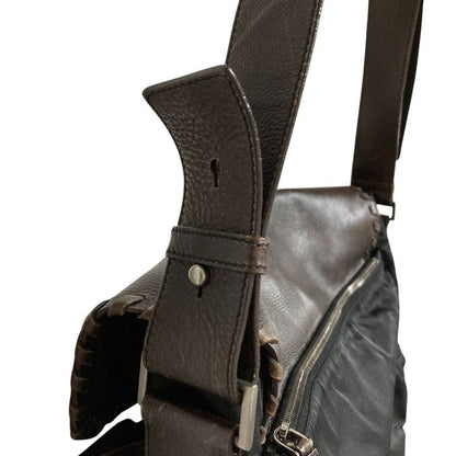 Prada Leather X Nylon Shoulder Bag Messenger Bag Bt0582 Brown Black Mens Ladies