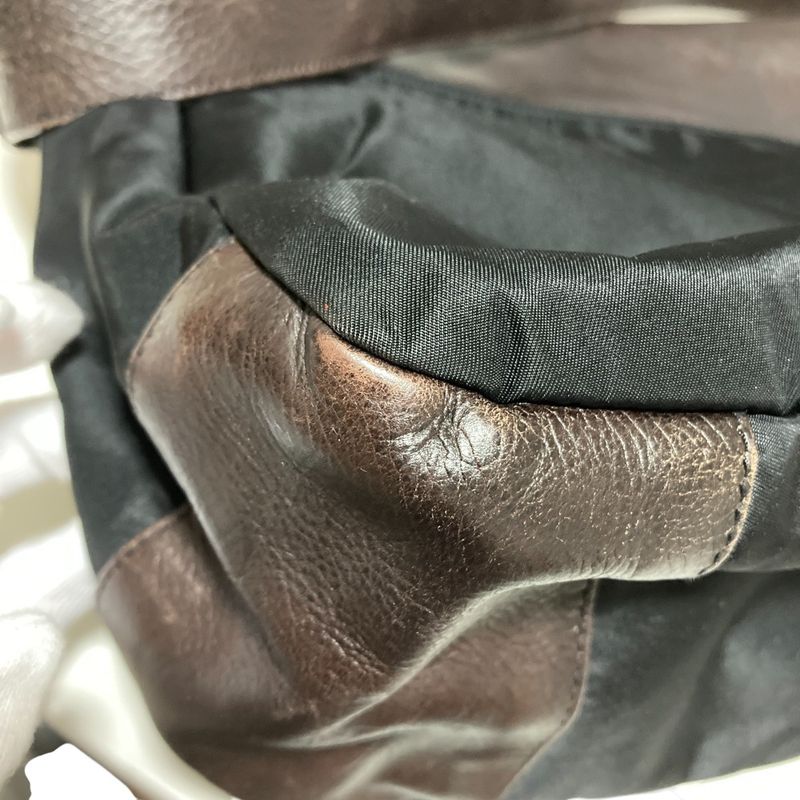 Prada Leather X Nylon Shoulder Bag Messenger Bag Bt0582 Brown Black Mens Ladies