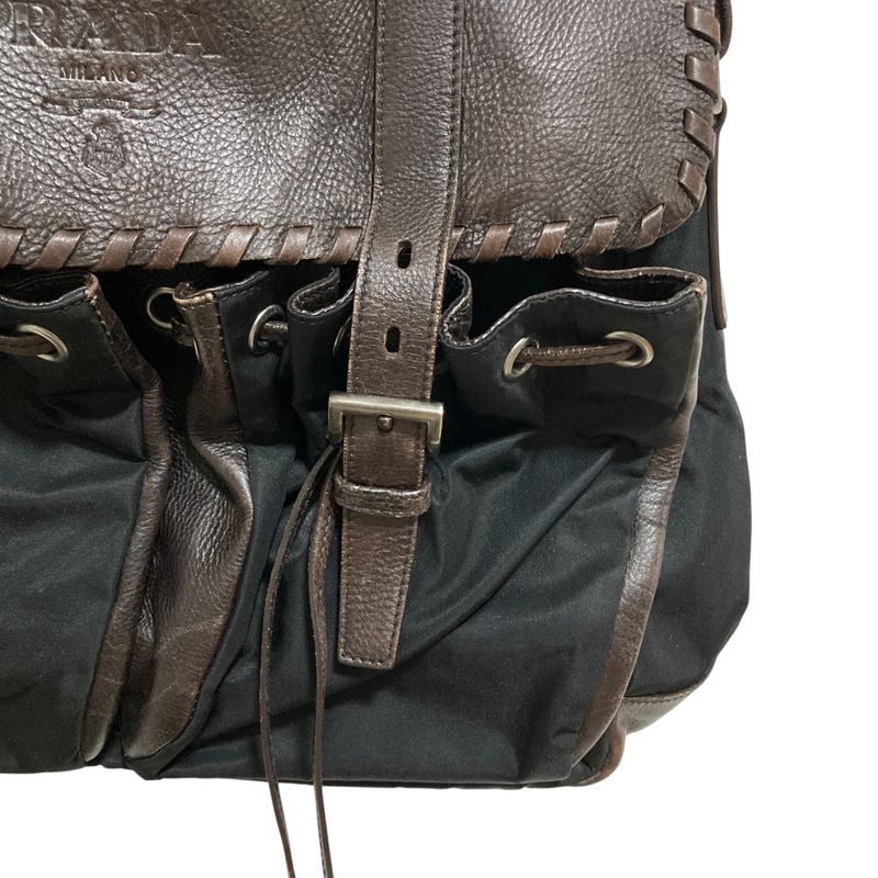 Prada Leather X Nylon Shoulder Bag Messenger Bag Bt0582 Brown Black Mens Ladies