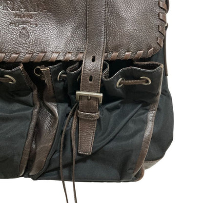 Prada Leather X Nylon Shoulder Bag Messenger Bag Bt0582 Brown Black Mens Ladies